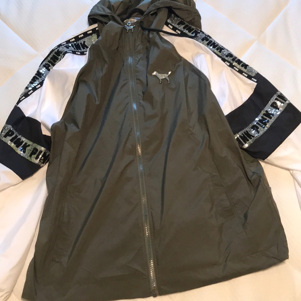 PINK - green black&white windbreaker